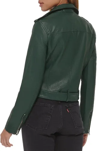 Vista 3 de Levi's Chaqueta de moto de piel sintética con cinturón para mujer (talla regular y grande)