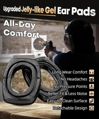 Vista 2 de ZOHAN Electronic Shooting Earmuffs, Hearing Protection Shooters, NRR 23dB Noise Reduction Gun Range Ear Protection Headphones