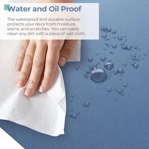 Vista 4 de Crenovo - Almohadilla de escritorio antideslizante, 35.4 x 15.7 pulgadas, de piel sintética, impermeable, grande, para mouse, de doble cara