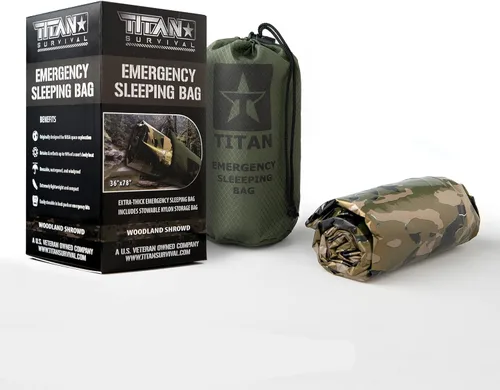 Vista 10 de Titan extra-thick Mylar – Saco de dormir de emergencia Diseñado para la NASA exploración espacial y Retención de calor. Perfecto para kits