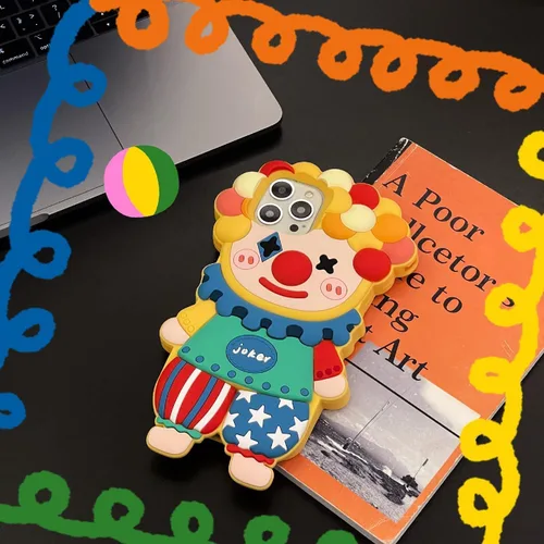 Vista 6 de Funda SGVAHY para iPhone 11, linda 3D de dibujos animados estilo Kawaii, payaso, de silicona suave, amortiguador con protección a prueba de golpes