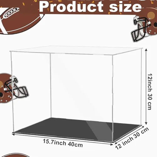 Vista 7 de Vitrina de casco de fútbol de tamaño completo, vitrina de acrílico de autoensamblaje con base de soporte de protección negra, protección UV