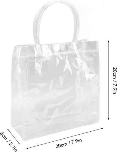 Vista 7 de 30 bolsas de regalo de PVC transparente con asas, bolsas de regalo transparentes de plástico reutilizables, bolsas de regalo para Navidad, boda