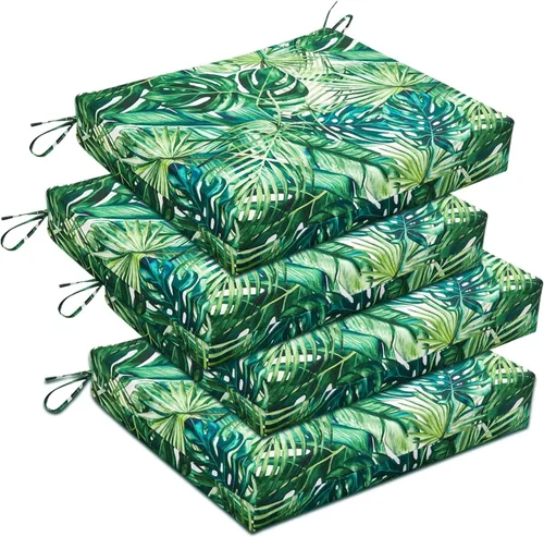 Vista 60 de downluxe - Juego de 2 cojines impermeables para sillas de exterior y muebles de patio, con correas, de espuma de alta densidad, para asiento al aire