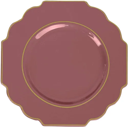 Vista 6 de Efavormart - Paquete de 10 platos barrocos de plástico duro de 8 pulgadas con borde dorado, platos desechables resistentes para ensalada