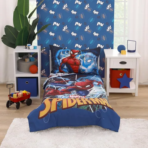 Vista 11 de NoJo Marvel The Avengers I Am A Hero - Juego de ropa de cama infantil de 4 piezas azul, verde, rojo y amarillo - edredón, sábana bajera ajustable