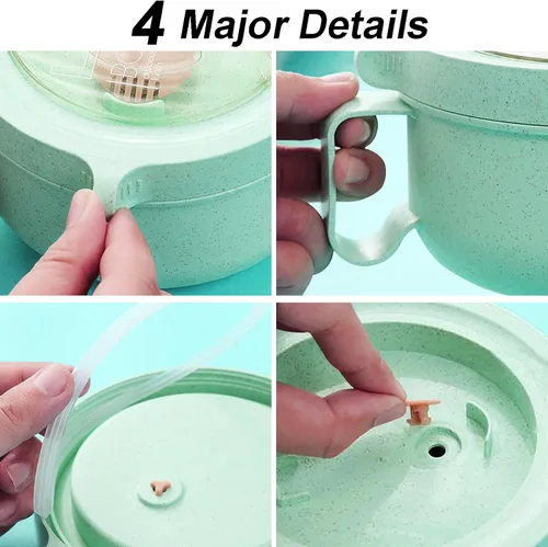 Vista 7 de Tazas para sopa de microondas con tapas, tazón de ramen para microondas de 28.7oz con tapa, diseño mejorado de agarre fácil para llevar contigo