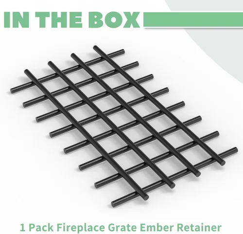 Vista 9 de Retenedor de brasas de rejilla para chimenea, 16 x 10 pulgadas, malla de retención de brasas de rejilla de chimenea, acero sólido extra grueso