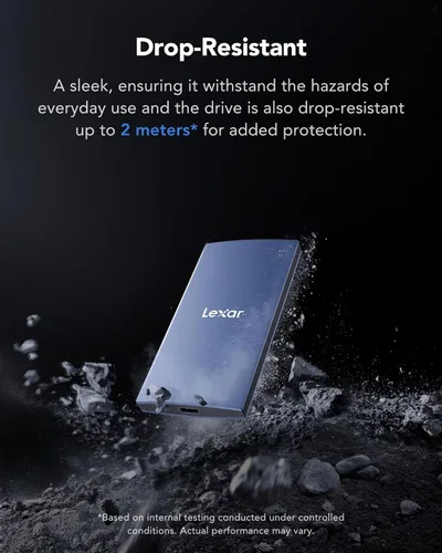 Vista 6 de Lexar ES3 1TB SSD externo, USB 3.2 Gen2 SSD portátil, PSSD hasta 1050MB/s de lectura, 1000MB/s de escritura, unidad externa de estado sólido