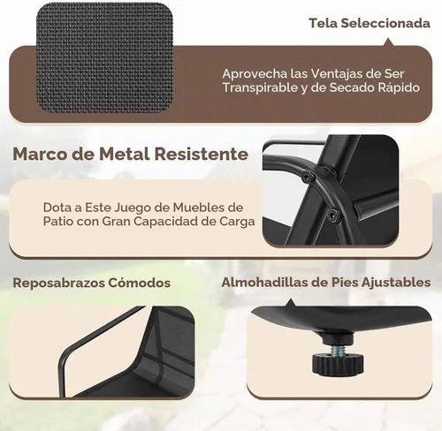 Vista 7 de Tangkula Juego de muebles de patio de 4 piezas, juego de conversación al aire libre con mesa de centro de vidrio templado, juego de muebles
