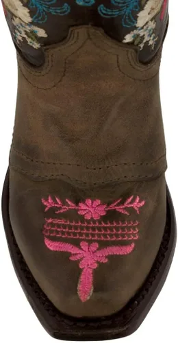 Vista 3 de Botas vaqueras con bordado floral para niñas Jazmin Brown