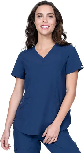 Vista 2 de Elements Select ES2936 - Conjunto de 7 bolsillos elástico en 4 direcciones con cuello en V y pantalones quirúrgicos para mujer