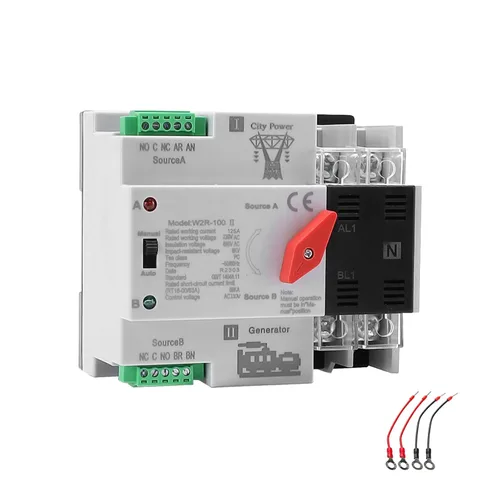 Vista 16 de Interruptor de transferencia automática/manual de 63amp AC110V 2P 50/60Hz, interruptor mini ATS de 2 polos 63A de doble potencia solar
