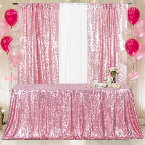 Vista 4 de Poise3EHome Mantel rectangular de lentejuelas para exhibición de tartas y postres de fiesta, en eventos