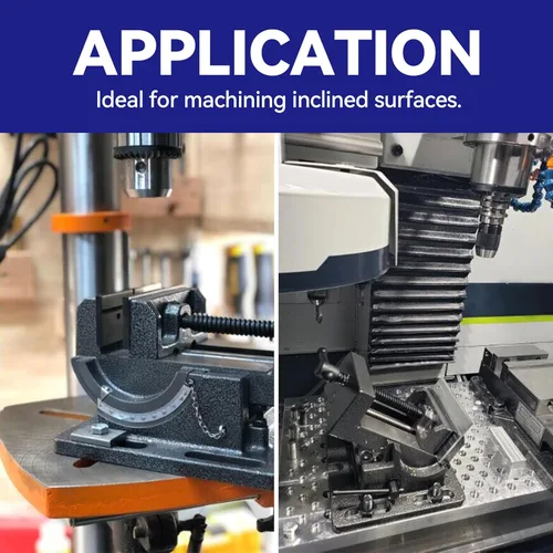 Vista 4 de HFS (R) Tornillo de prensa de hierro fundido de 4 pulgadas para taladrar, roscar y escariar con ajustes de ángulo, ancho de mandíbula de 4 pulgadas