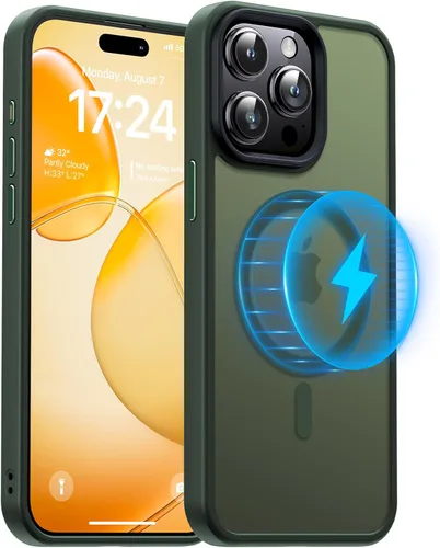 Vista 35 de Meifigno Magic Mag Series - Funda diseñada para iPhone 15, [protección de grado militar y compatible con MagSafe], parte trasera mate translúcida