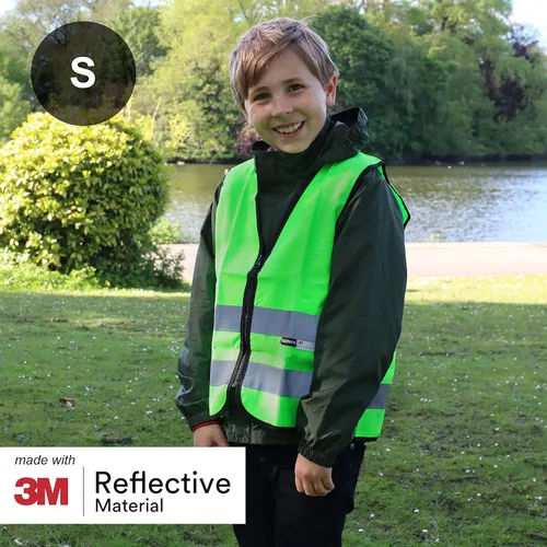 Vista 4 de Salzmann 3M - Chaleco de seguridad de alta visibilidad para niños, con cremallera, fabricado con material reflectante 3M