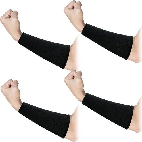 2 pares de mangas de protección de brazo, resistente a las quemaduras, antiabrasión, antebrazo, protector para hombres, piel fina Negro