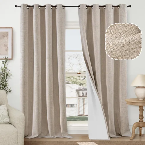 Vista 61 de Cortinas Opacas de Lino Azul Bebé para Guardería de 40 Pulgadas de Largo, 2 Paneles, Cortinas Cortas con Aislamiento Térmico Boho de Bloqueo Total