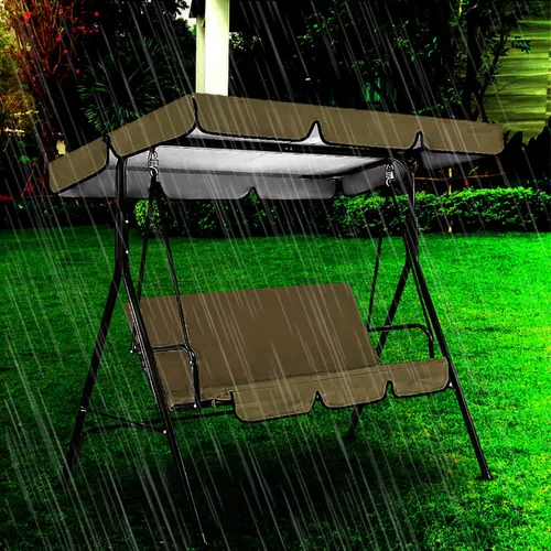Vista 5 de Juego de cubierta superior impermeable para patio, cubierta superior de repuesto + funda de cojín para columpio para patio, columpio, jardín, Beige