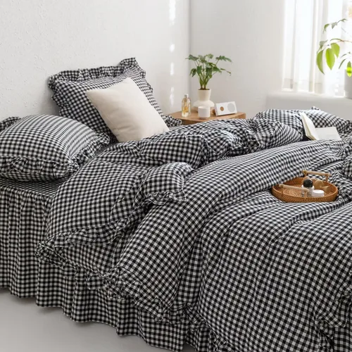 Vista 16 de mixinni Juego de funda de edredón vintage a rayas, tamaño twin, juego de ropa de cama de 3 piezas, 100% algodón lavado, suave y transpirable, funda