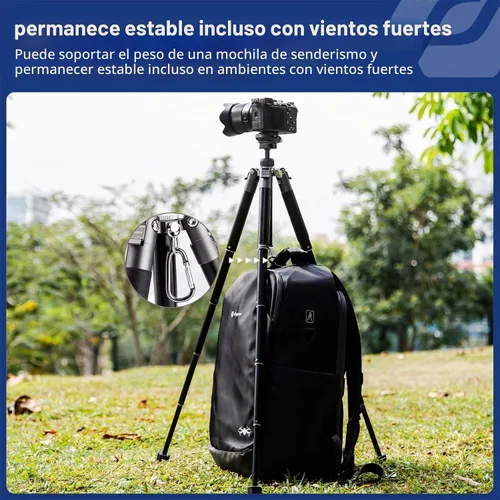 Vista 7 de Fotopro Mini trípode con soporte para teléfono con cabeza esférica desmontable para selfie stick plegado solo 8.6 pulgadas, carga máxima de hasta