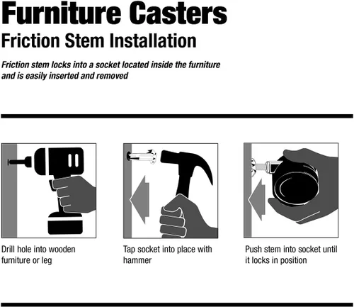 Vista 2 de Shepherd Hardware 9401 rueda para silla de oficina de 1-58 pulgadas individual con base cuadrada de 1-12 pulgadas Capacidad de carga de 40 libras 2