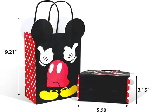 Vista 2 de MOAXMOA Paquete de 12 bolsas de papel de regalo para fiesta temática de cumpleaños con asa
