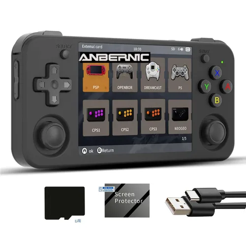 rg35xx h Retro Game Emulator Anbernic 35xxh with a 64G Card Pre-Loaded Games rg35xxh 3.5'' IPS Screen Supports 5G WiFi Bluetooth HDMI and TV Output