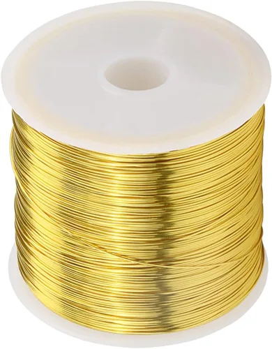 Alambre de cobre para hacer joyas, 328.1 ft x 0.012 in, alambre de cobre para manualidades, pulseras, collares, aretes, dorado