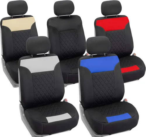 Vista 9 de FH Group Funda de Asiento de Coche - Paquete de 2 Fundas de Asiento para Coches, Camiones, SUV, Cojines de Asiento de Coche Neosupreme Beige Negro