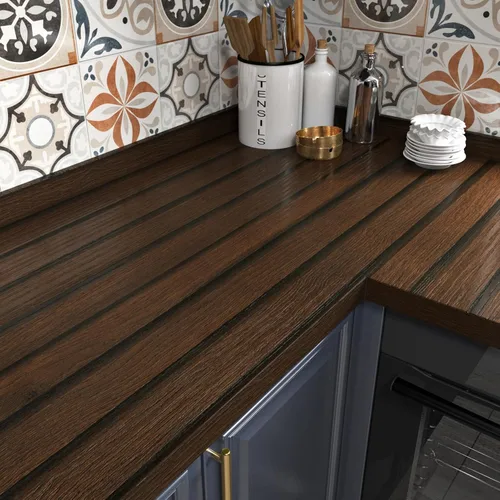 Vista 7 de Panel de pared adhesivo de listones de madera de nogal, paneles de madera sintética, paneles de madera vintage extraíbles, paneles de pared de 1