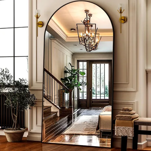 Vista 21 de HARRITPURE 64"x21" Espejo arqueado de longitud completa de pie, se puede inclinar, colgar y montar, con marco de aluminio, decoración moderna