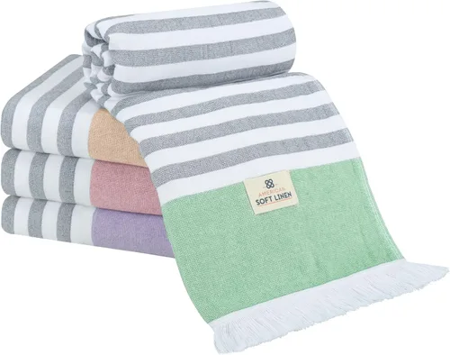 Vista 40 de American Soft Linen Peshtemal - Toallas de playa 100 % algodón, ligeras, sin arena, de secado rápido, para piscina de playa, juego de peshtemal
