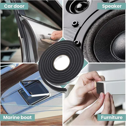 Vista 2 de Cinta aislante de espuma, burlete para puerta, neopreno, 1/2 pulgadas de ancho x 1/4 pulgadas de grosor, 13 pies de largo