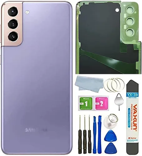 Vista 7 de A-Parts S21 Plus - Cubierta trasera de cristal de repuesto para Galaxy S21+ Plus 5G SM-G996B G996U G996U1 G996W G996W Cubierta trasera de cristal