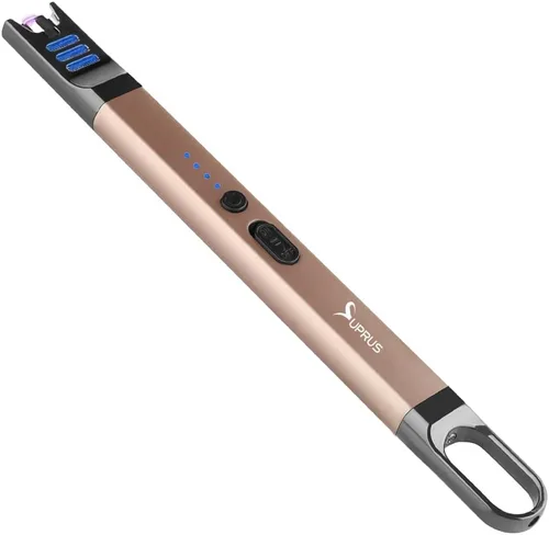 Vista 13 de SUPRUS Encendedor eléctrico de arco para velas, resistente al viento, sin llama, recargable por USB, con luz LED, para velas, camping, barbacoa