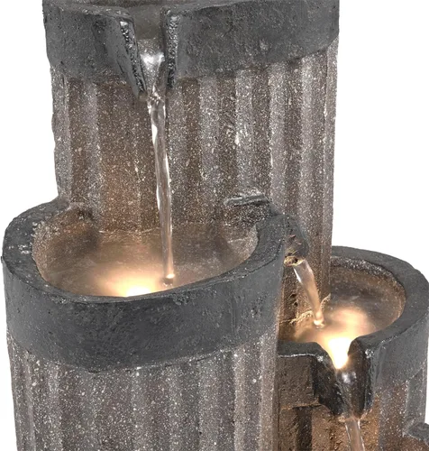 Vista 10 de Alpine Corporation WIN1372 Fuente de Mesa en Cascada de 14" de Alto con Luces LED – Característica Decorativa de Agua Interior para Escritorio, Gris