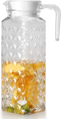 OEH - Jarra acrílica de 37 onzas, jarra de plástico transparente irrompible con tapa, sin BPA, resistente al calor, pequeña jarra de agua de