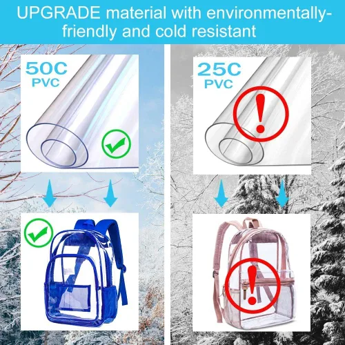 Vista 6 de AGSDON Mochila transparente, resistente bolsa transparente para libros, mochilas de PVC transparente para mujeres y hombres