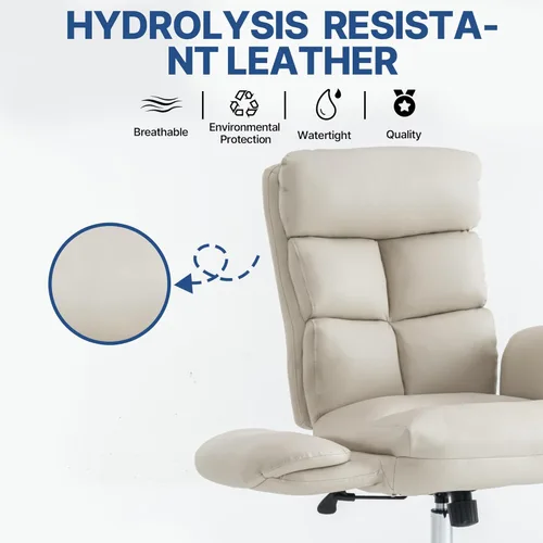 Vista 7 de Silla de oficina ergonómica moderna, silla giratoria de piel sintética, silla ejecutiva de escritorio para computadora con reposabrazos acolchados