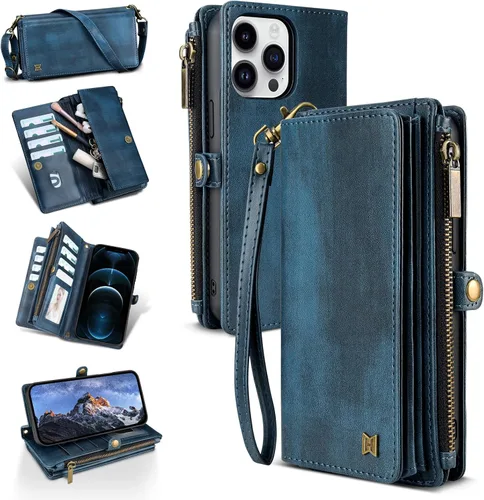 Vista 15 de Funda Cartera para Teléfono iPhone Air con 8 Portarjetas, Bloqueo RFID Cuero PU Soporte Abatible Correa de Muñeca y Correa para el Hombro