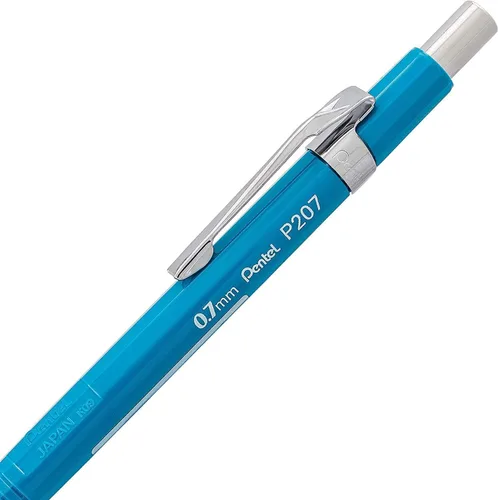 Vista 3 de Pentel Lápiz mecánico serie P200 de 0.028 in de plomo, 1 paquete de 12 lápices, azul