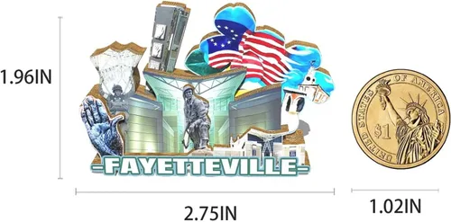 Vista 3 de Imán de Fayetteville para nevera, de madera, 3D, monumentos, viajes, coleccionables, recuerdos, decoración hecha a mano