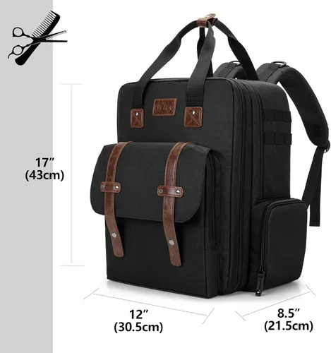 Vista 7 de BAFASO Estuche de Barbero de Gran Capacidad, Bolsa de Peluquería de Viaje que Contiene Varias Herramientas de Corte de Cabello (Solo Bolsa), Negro