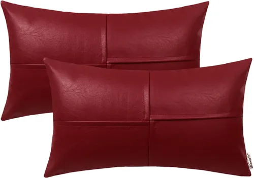 Vista 13 de BRAWARM Fundas de almohada de cuero sintético de 20 x 20 pulgadas, juego de 2 fundas de almohada de cuero dorado, fundas de almohada de cuero