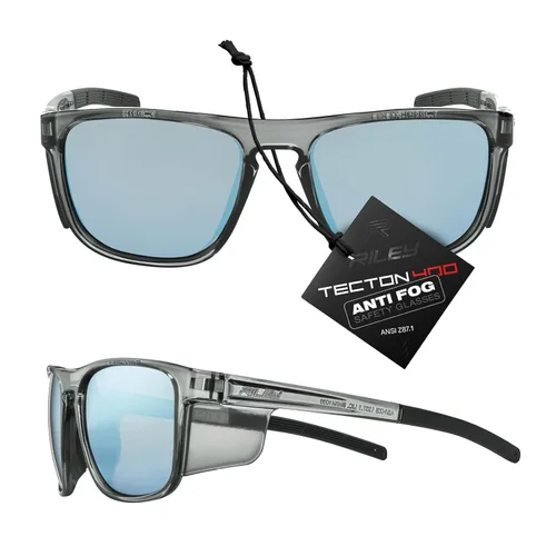 Riley Navigator X - Gafas de seguridad antivaho, resistentes a los arañazos y a los impactos y bloqueo UV, marco completo ligero para el trabajo, al