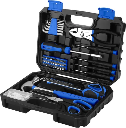 Vista 13 de DEKOPRO Kit de herramientas manuales generales para el hogar de 50 piezas con caja de herramientas de plástico, kit de herramientas multiusos