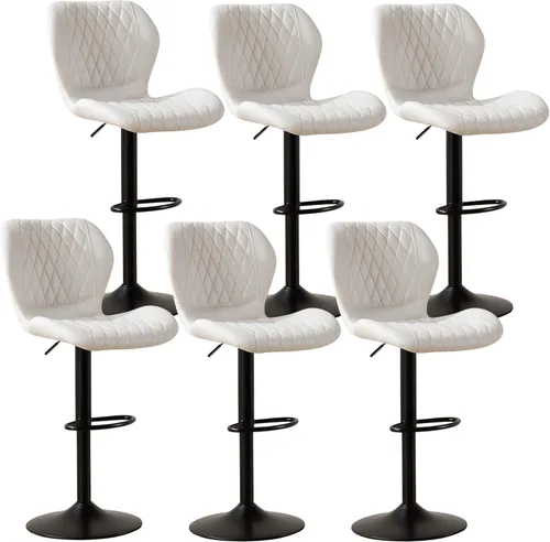 Vista 13 de Juego de 2 taburetes de bar, modernos taburetes giratorios de altura de mostrador para sillas de isla de cocina, taburetes de bar de tela ajustables