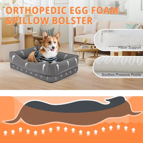 Vista 2 de Arien Cama para perro, camas ortopédicas para perros extra grandes. Sofá de espuma con funda de cama extraíble lavable, sofá inferior
